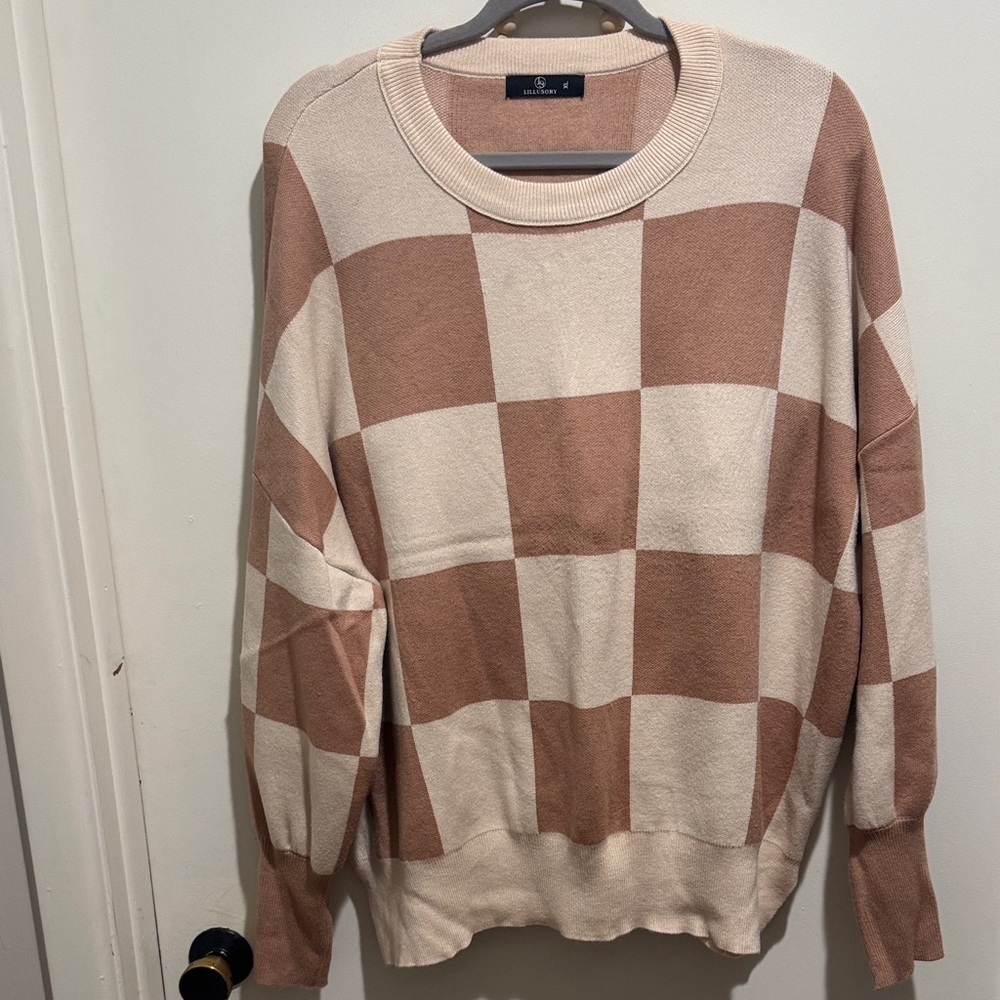 Checkered Crew Neck Sweater
